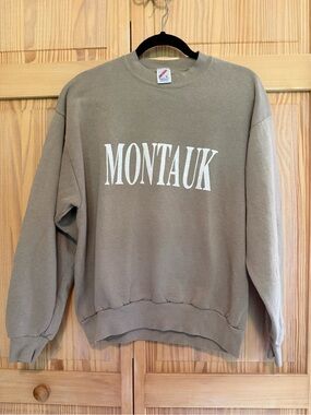 Jerzees Men's Crewneck Sweatshirt in Taupe with White Logo